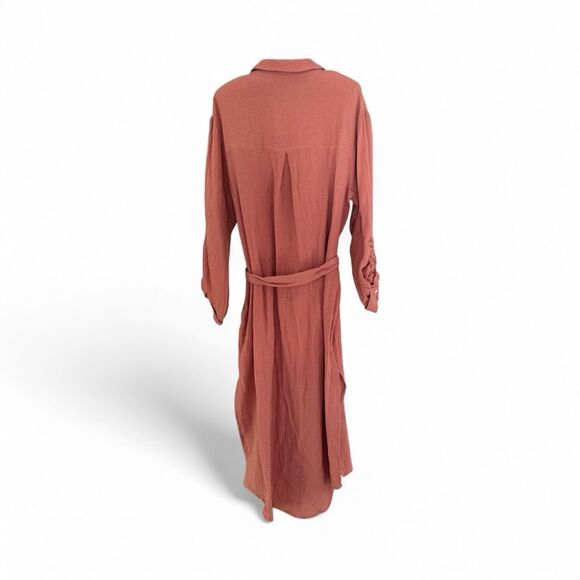 Heartloom Women's Button Front Gauzy Belted Isadora Shirt Dress Clay Medium NWT - Picture 4 of 11